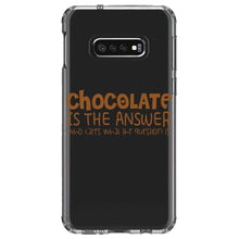 DistinctInk® Clear Shockproof Hybrid Case for Apple iPhone / Samsung Galaxy / Google Pixel - Chocolate is the Answer Who Cares Question