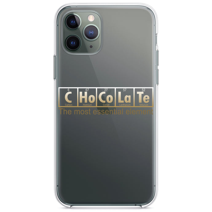 DistinctInk® Clear Shockproof Hybrid Case for Apple iPhone / Samsung Galaxy / Google Pixel - Chocolate The Most Essential Element