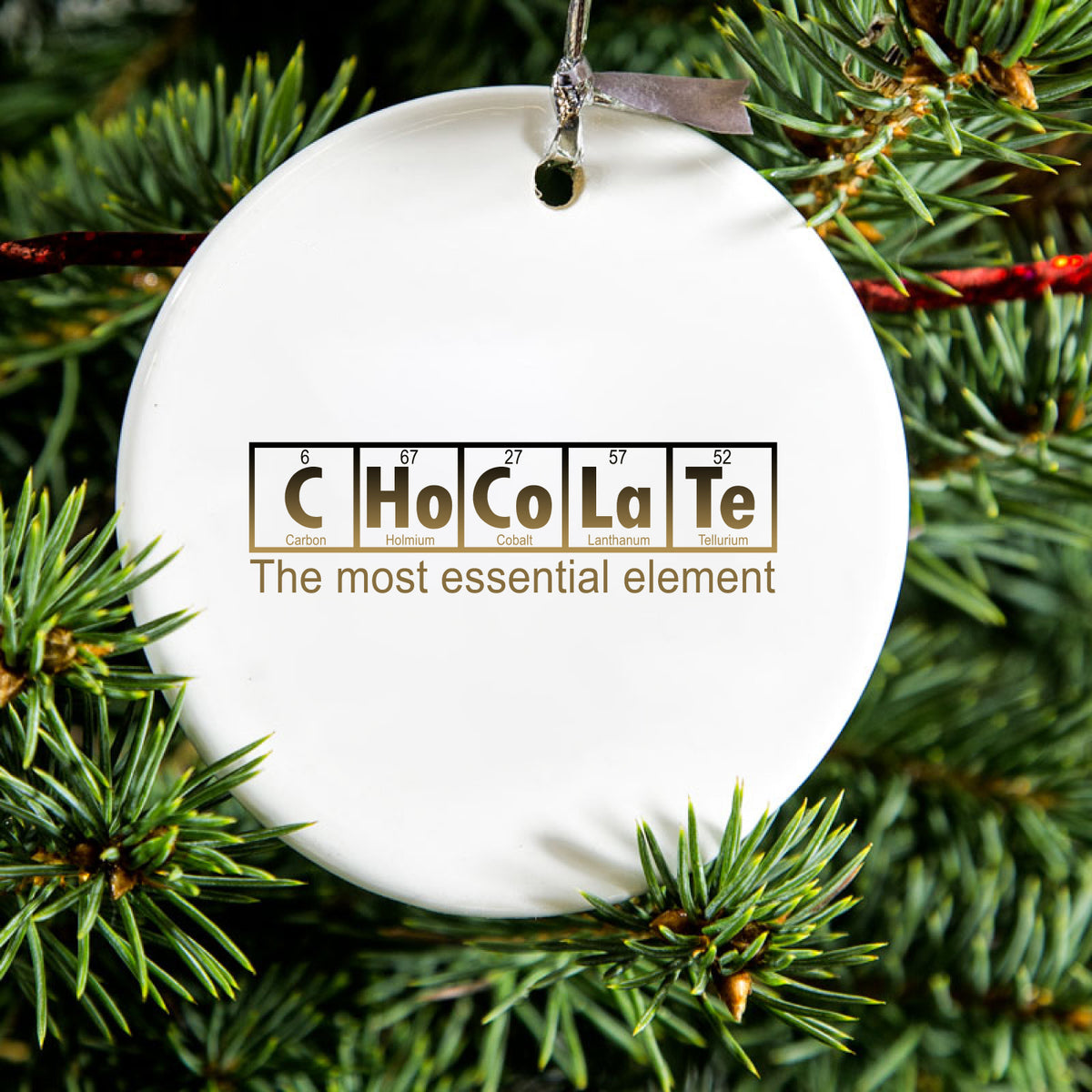 Chocolate The Most Essential Element Ceramic Ornament, view 2