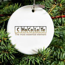 DistinctInk® Hanging Ceramic Christmas Tree Ornament with Gold String - Great Gift / Present - 2 3/4 inch Diameter - Chocolate The Most Essential Element
