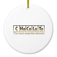 DistinctInk® Hanging Ceramic Christmas Tree Ornament with Gold String - Great Gift / Present - 2 3/4 inch Diameter - Chocolate The Most Essential Element
