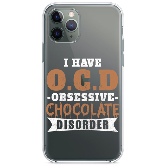 DistinctInk® Clear Shockproof Hybrid Case for Apple iPhone / Samsung Galaxy / Google Pixel - OCD Obsessive Chocolate Disorder