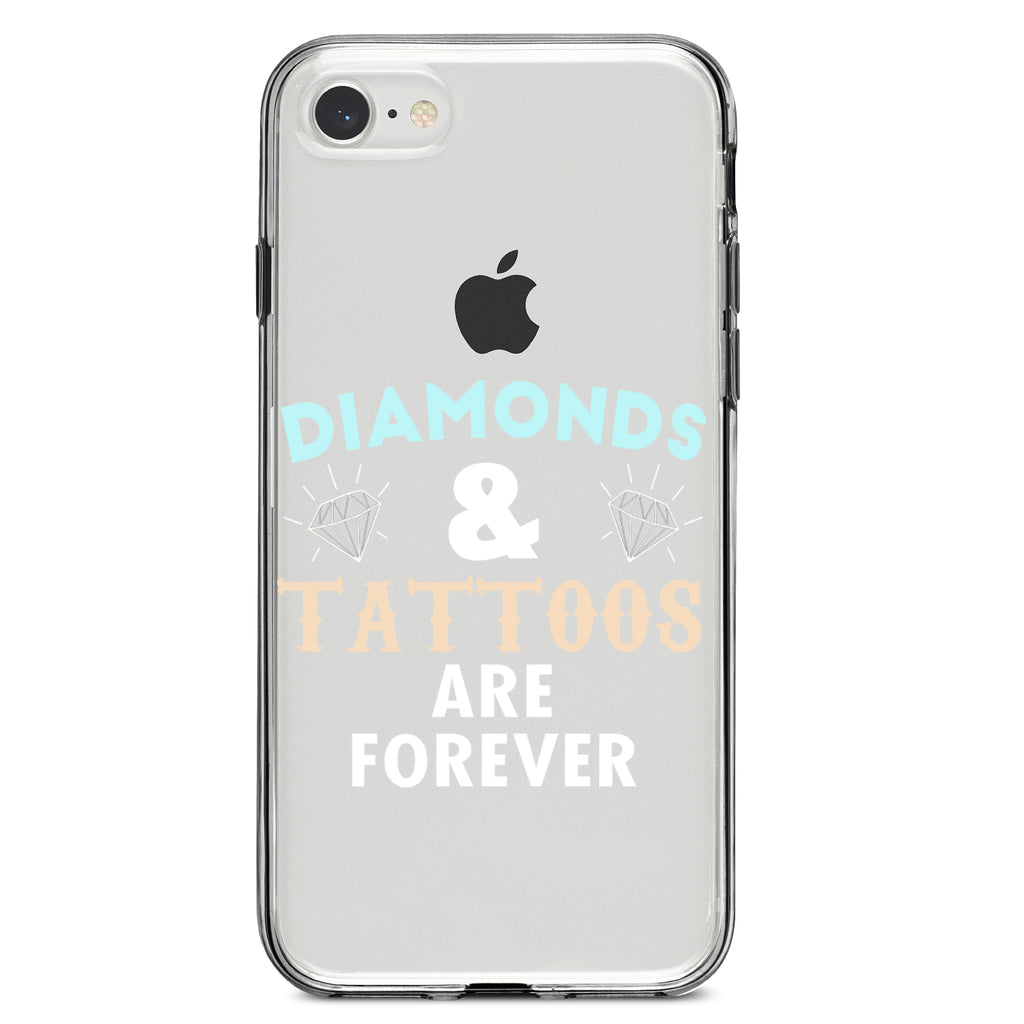 Diamonds and Tattoos Are Forever Clear Shockproof iPhone Case, view 5