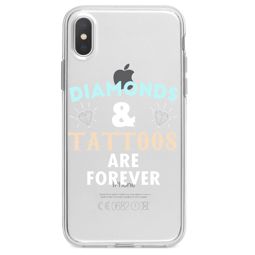 Diamonds and Tattoos Are Forever Clear Shockproof iPhone Case, view 3