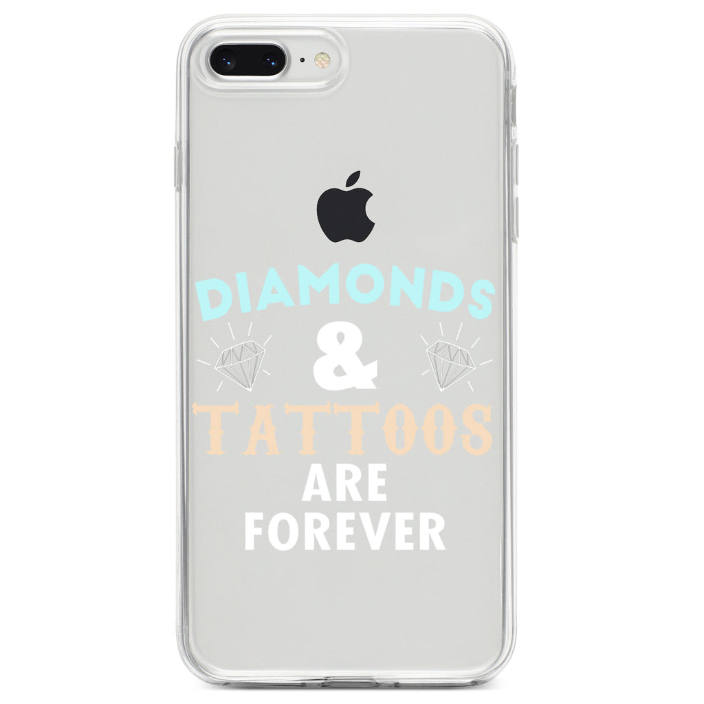 Diamonds and Tattoos Are Forever Clear Shockproof iPhone Case, view 6