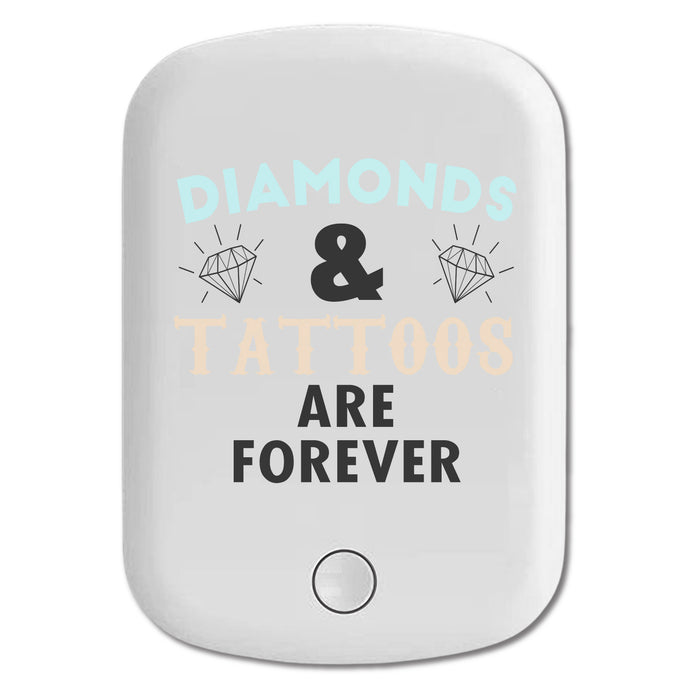 DistinctInk Magnetic Battery Pack, Wireless Portable Charger with USB-C Cable, Compatible with MagSafe iPhone 14 / 13 / 12 Series - Diamonds and Tattoos Are Forever