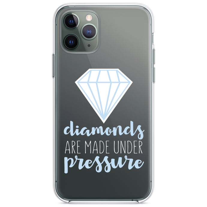 DistinctInk® Clear Shockproof Hybrid Case for Apple iPhone / Samsung Galaxy / Google Pixel - Diamonds Are Made Under Pressure
