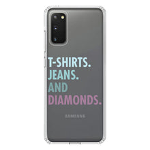 DistinctInk® Clear Shockproof Hybrid Case for Apple iPhone / Samsung Galaxy / Google Pixel - T-Shirts Jeans and Diamonds