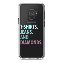 DistinctInk® Clear Shockproof Hybrid Case for Apple iPhone / Samsung Galaxy / Google Pixel - T-Shirts Jeans and Diamonds