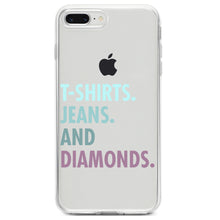 DistinctInk® Clear Shockproof Hybrid Case for Apple iPhone / Samsung Galaxy / Google Pixel - T-Shirts Jeans and Diamonds