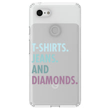 DistinctInk® Clear Shockproof Hybrid Case for Apple iPhone / Samsung Galaxy / Google Pixel - T-Shirts Jeans and Diamonds