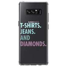 DistinctInk® Clear Shockproof Hybrid Case for Apple iPhone / Samsung Galaxy / Google Pixel - T-Shirts Jeans and Diamonds