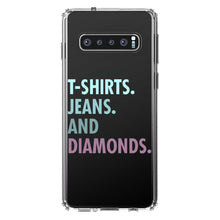DistinctInk® Clear Shockproof Hybrid Case for Apple iPhone / Samsung Galaxy / Google Pixel - T-Shirts Jeans and Diamonds