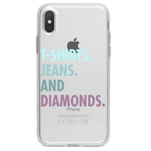 DistinctInk® Clear Shockproof Hybrid Case for Apple iPhone / Samsung Galaxy / Google Pixel - T-Shirts Jeans and Diamonds