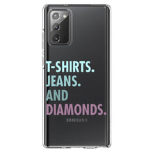 DistinctInk® Clear Shockproof Hybrid Case for Apple iPhone / Samsung Galaxy / Google Pixel - T-Shirts Jeans and Diamonds