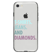 DistinctInk® Clear Shockproof Hybrid Case for Apple iPhone / Samsung Galaxy / Google Pixel - T-Shirts Jeans and Diamonds