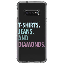 DistinctInk® Clear Shockproof Hybrid Case for Apple iPhone / Samsung Galaxy / Google Pixel - T-Shirts Jeans and Diamonds