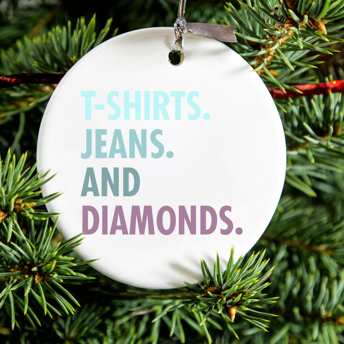 T-Shirts Jeans and Diamonds Ceramic Ornament, view 2