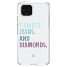 DistinctInk® Clear Shockproof Hybrid Case for Apple iPhone / Samsung Galaxy / Google Pixel - T-Shirts Jeans and Diamonds