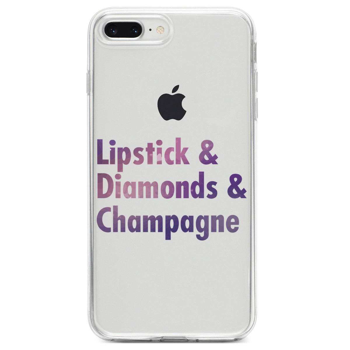 Lipstick & Diamonds & Champagne Clear Shockproof iPhone Case, view 6