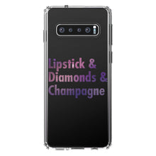 DistinctInk® Clear Shockproof Hybrid Case for Apple iPhone / Samsung Galaxy / Google Pixel - Lipstick & Diamonds & Champagne