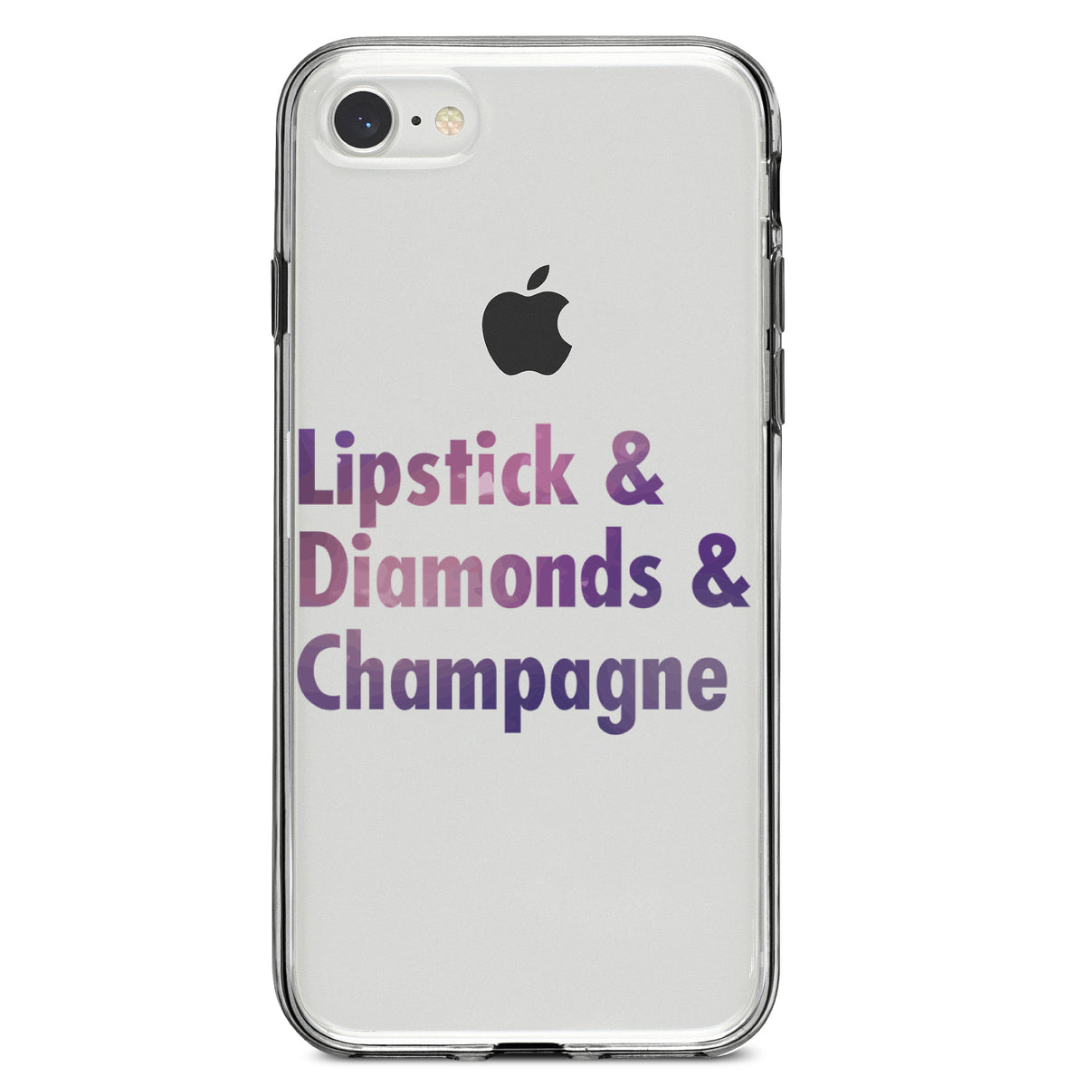 Lipstick & Diamonds & Champagne Clear Shockproof iPhone Case, view 5