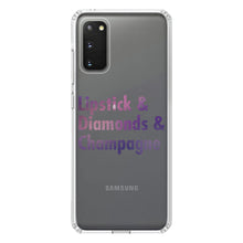 DistinctInk® Clear Shockproof Hybrid Case for Apple iPhone / Samsung Galaxy / Google Pixel - Lipstick & Diamonds & Champagne