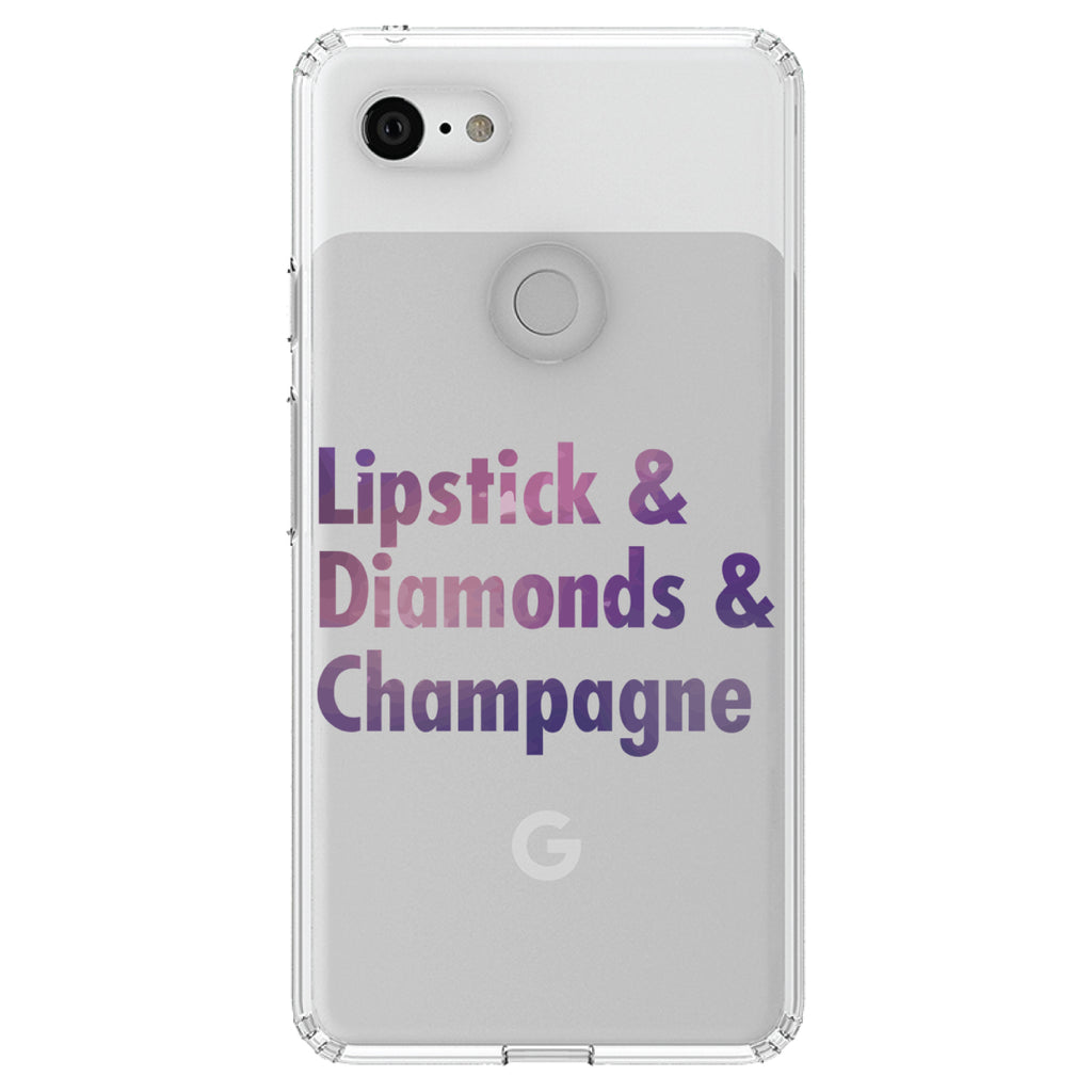 Lipstick & Diamonds & Champagne Clear Shockproof iPhone Case, view 21