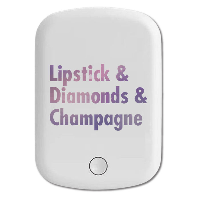 DistinctInk Magnetic Battery Pack, Wireless Portable Charger with USB-C Cable, Compatible with MagSafe iPhone 14 / 13 / 12 Series - Lipstick & Diamonds & Champagne
