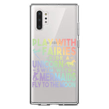 DistinctInk® Clear Shockproof Hybrid Case for Apple iPhone / Samsung Galaxy / Google Pixel - Play With Fairs Ride Unicorn Mermaids Moon
