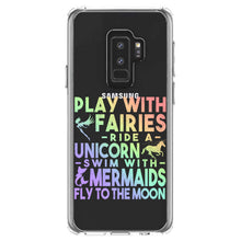 DistinctInk® Clear Shockproof Hybrid Case for Apple iPhone / Samsung Galaxy / Google Pixel - Play With Fairs Ride Unicorn Mermaids Moon
