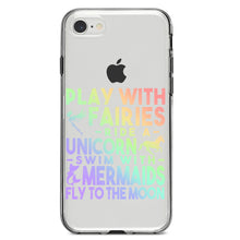 DistinctInk® Clear Shockproof Hybrid Case for Apple iPhone / Samsung Galaxy / Google Pixel - Play With Fairs Ride Unicorn Mermaids Moon
