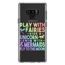 DistinctInk® Clear Shockproof Hybrid Case for Apple iPhone / Samsung Galaxy / Google Pixel - Play With Fairs Ride Unicorn Mermaids Moon