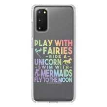 DistinctInk® Clear Shockproof Hybrid Case for Apple iPhone / Samsung Galaxy / Google Pixel - Play With Fairs Ride Unicorn Mermaids Moon