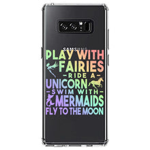 DistinctInk® Clear Shockproof Hybrid Case for Apple iPhone / Samsung Galaxy / Google Pixel - Play With Fairs Ride Unicorn Mermaids Moon