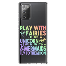 DistinctInk® Clear Shockproof Hybrid Case for Apple iPhone / Samsung Galaxy / Google Pixel - Play With Fairs Ride Unicorn Mermaids Moon