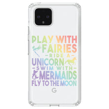 DistinctInk® Clear Shockproof Hybrid Case for Apple iPhone / Samsung Galaxy / Google Pixel - Play With Fairs Ride Unicorn Mermaids Moon