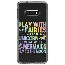 DistinctInk® Clear Shockproof Hybrid Case for Apple iPhone / Samsung Galaxy / Google Pixel - Play With Fairs Ride Unicorn Mermaids Moon