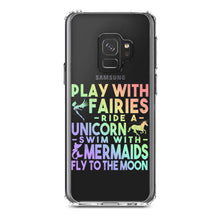 DistinctInk® Clear Shockproof Hybrid Case for Apple iPhone / Samsung Galaxy / Google Pixel - Play With Fairs Ride Unicorn Mermaids Moon