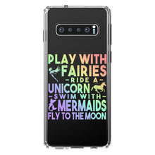 DistinctInk® Clear Shockproof Hybrid Case for Apple iPhone / Samsung Galaxy / Google Pixel - Play With Fairs Ride Unicorn Mermaids Moon