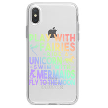 DistinctInk® Clear Shockproof Hybrid Case for Apple iPhone / Samsung Galaxy / Google Pixel - Play With Fairs Ride Unicorn Mermaids Moon