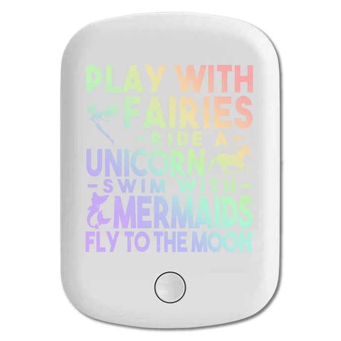 DistinctInk Magnetic Battery Pack, Wireless Portable Charger with USB-C Cable, Compatible with MagSafe iPhone 14 / 13 / 12 Series - Play With Fairs Ride Unicorn Mermaids Moon