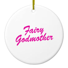 DistinctInk® Hanging Ceramic Christmas Tree Ornament with Gold String - Great Gift / Present - 2 3/4 inch Diameter - Fairy Godmother