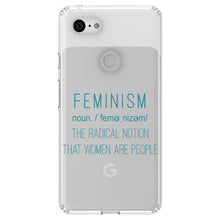 DistinctInk® Clear Shockproof Hybrid Case for Apple iPhone / Samsung Galaxy / Google Pixel - Feminism Definition Women Are People
