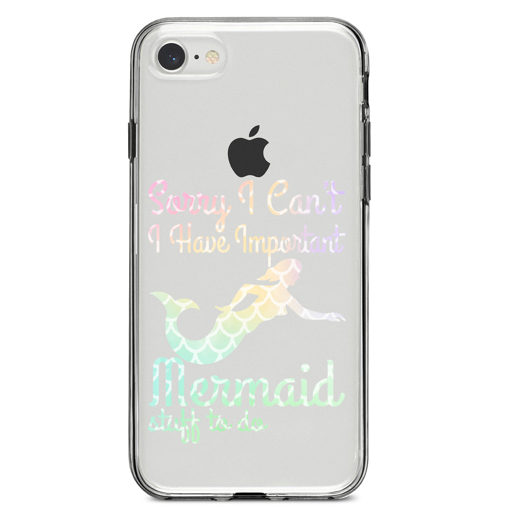 Sorry I Have Important Mermaids Stuff Clear Shockproof iPhone Case, view 5