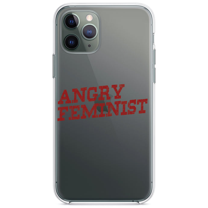 DistinctInk® Clear Shockproof Hybrid Case for Apple iPhone / Samsung Galaxy / Google Pixel - Angry Feminist