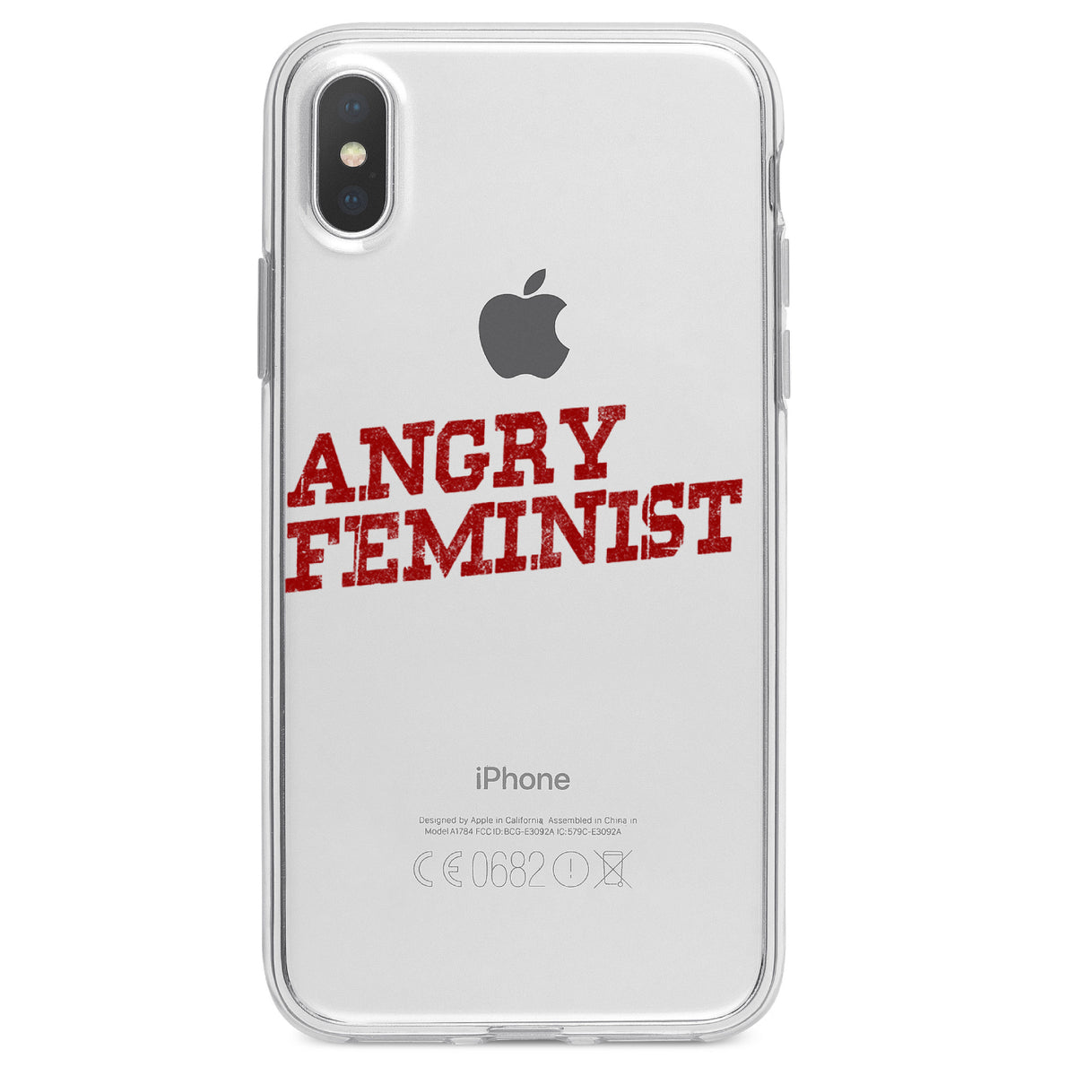 Angry Feminist Clear Shockproof iPhone Case, view 3