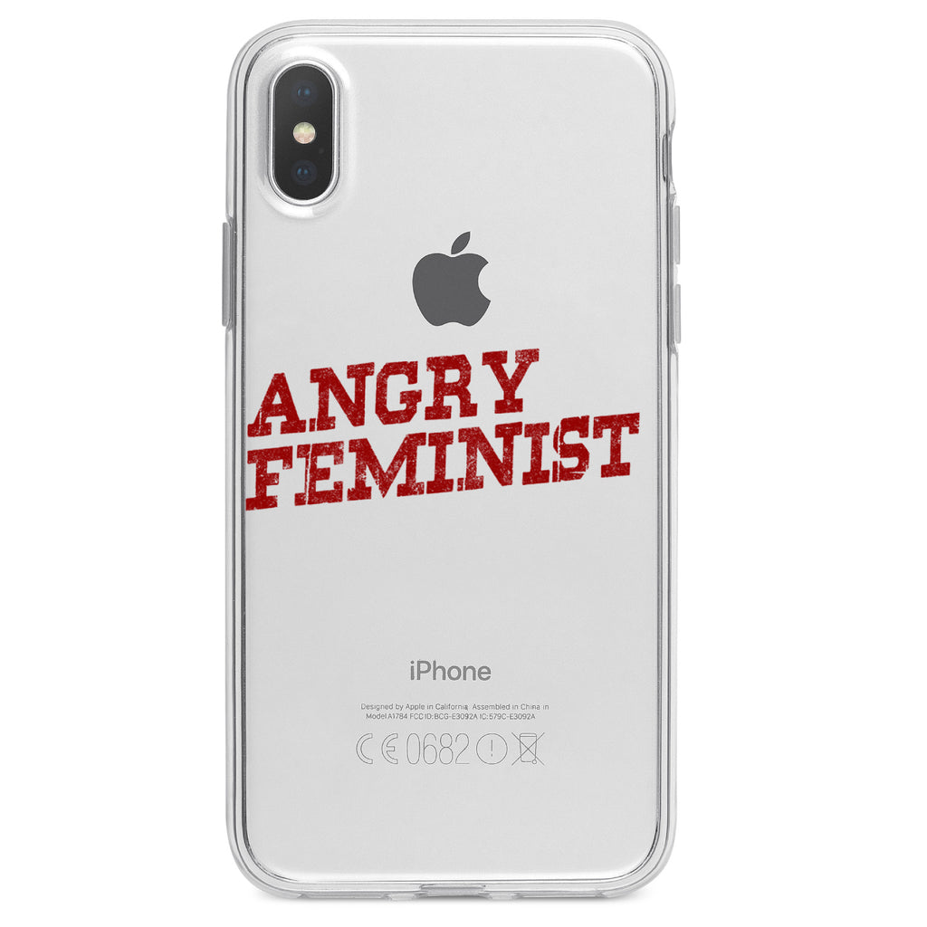 Angry Feminist Clear Shockproof iPhone Case, view 4