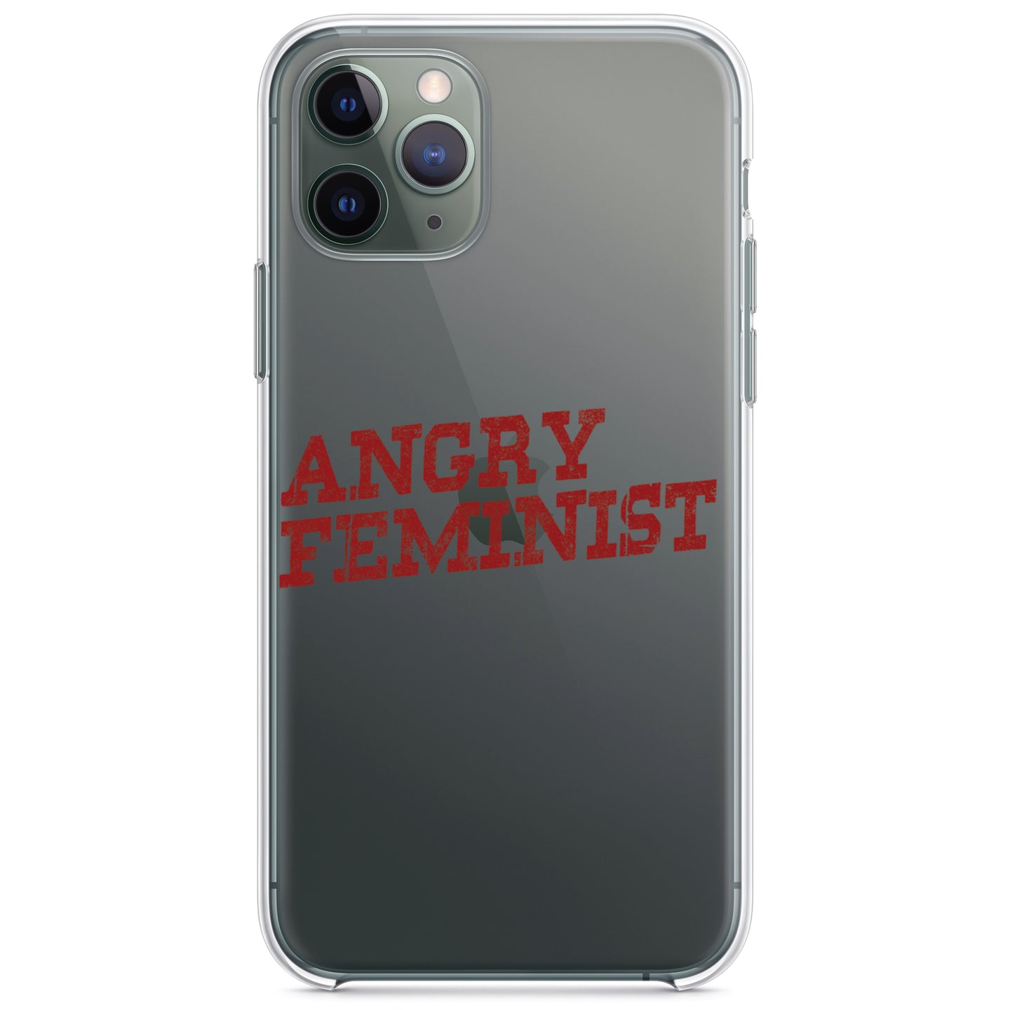 DistinctInk® Clear Shockproof Hybrid Case for Apple iPhone / Samsung Galaxy / Google Pixel - Angry Feminist