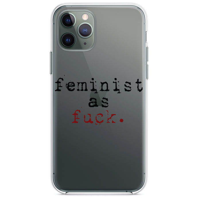 DistinctInk® Clear Shockproof Hybrid Case for Apple iPhone / Samsung Galaxy / Google Pixel - Feminist as F%ck